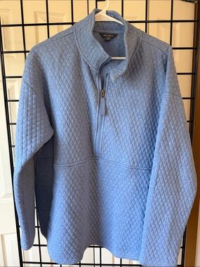 Light Blue Quilted Half-Zip Womens pullover